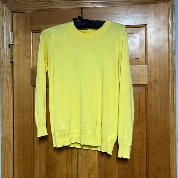 TORY BURCH bright yellow cotton sweater sz small - Picture 4 of 10